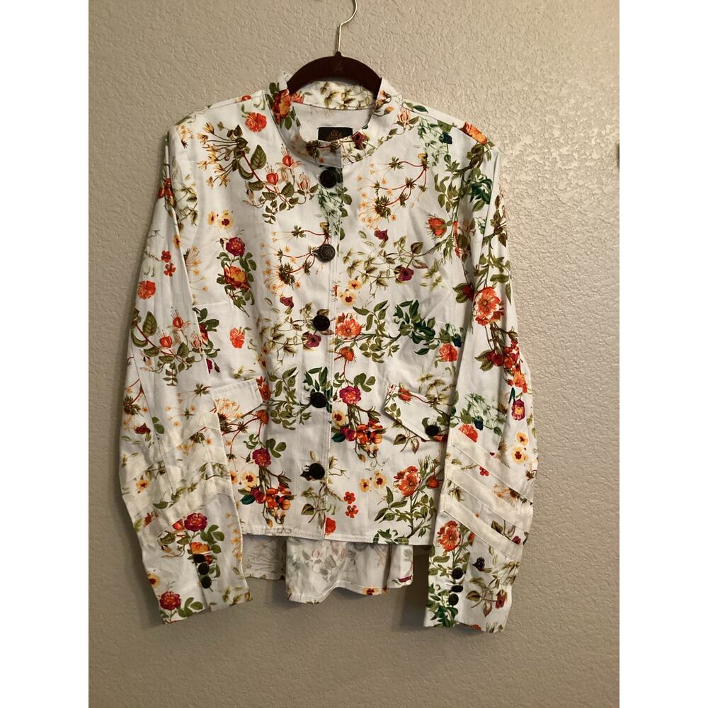 Disney Alice through the Looking Glass White Floral Mandarin Collar Jacket L